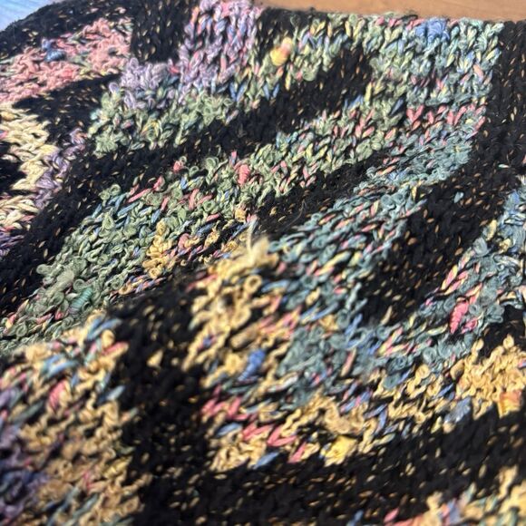 Vtg 90s Y2K South Cotton Womens L Hand Knitted Cardigan Sweater Heavy Y Pattern - Picture 6 of 11